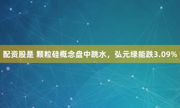 配资股是 颗粒硅概念盘中跳水，弘元绿能跌3.09%