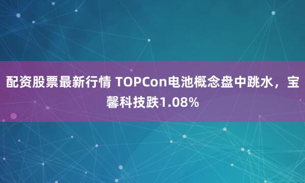 配资股票最新行情 TOPCon电池概念盘中跳水，宝馨科技跌1.08%