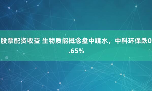 股票配资收益 生物质能概念盘中跳水，中科环保跌0.65%